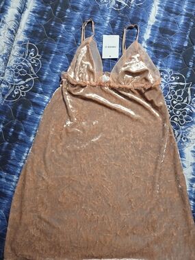 Forever 21 Rose Gold Velvet Slip Dress